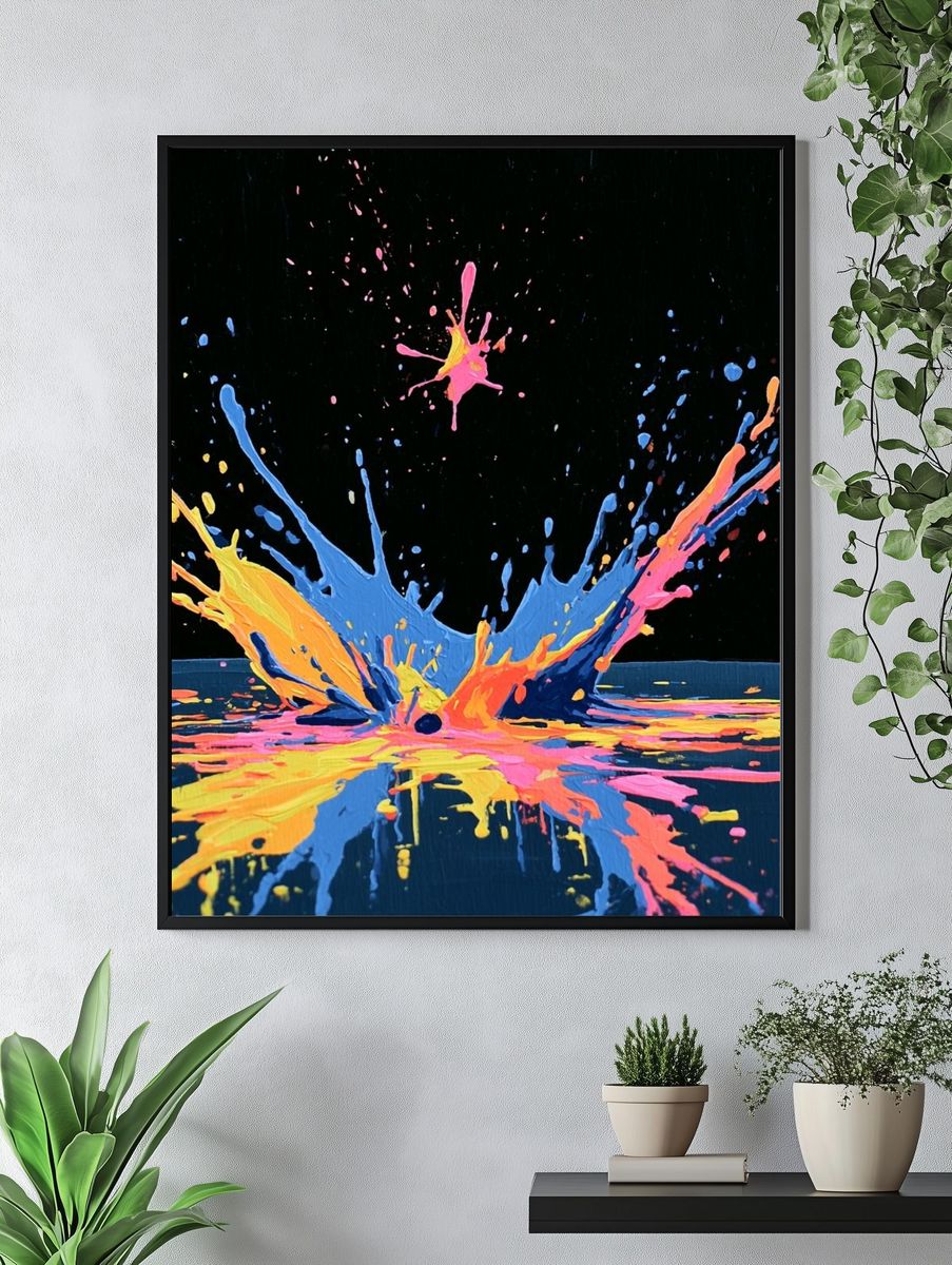 Neon Paint Splash Abstract Poster. — room view 4