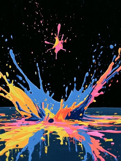Neon Paint Splash Abstract Poster.