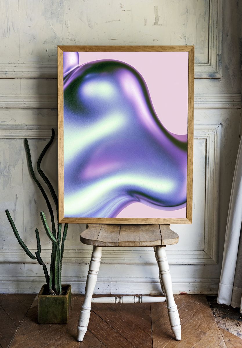 Iridescent Liquid Abstract Poster. — room view 1