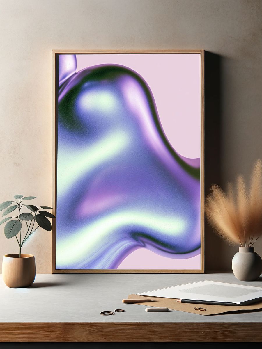 Iridescent Liquid Abstract Poster. — room view 2