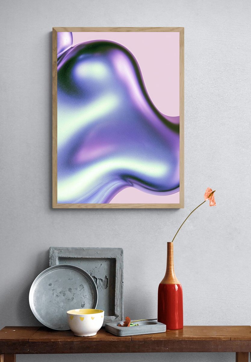 Iridescent Liquid Abstract Poster. — room view 3