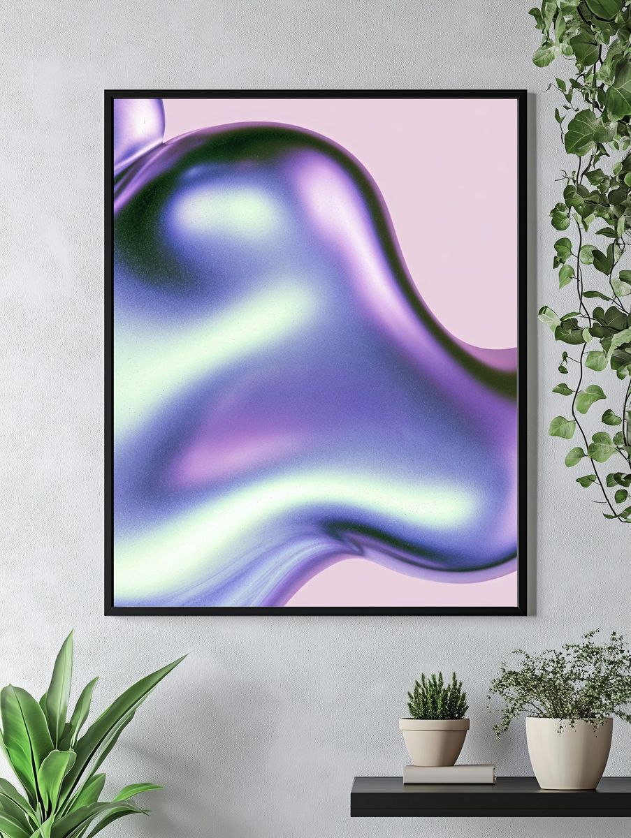 Iridescent Liquid Abstract Poster. — room view 4