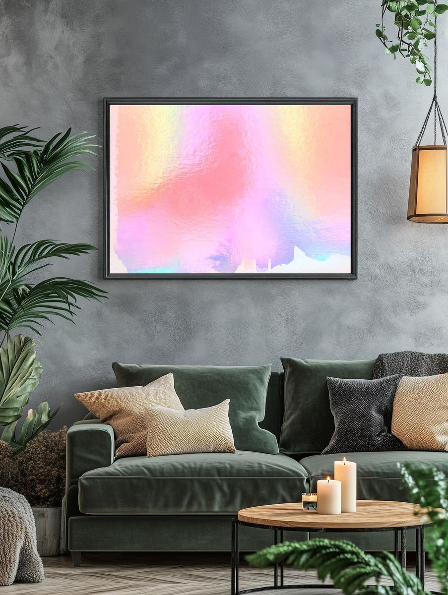 Colorful holographic shinny wallpaper background. — room view 4