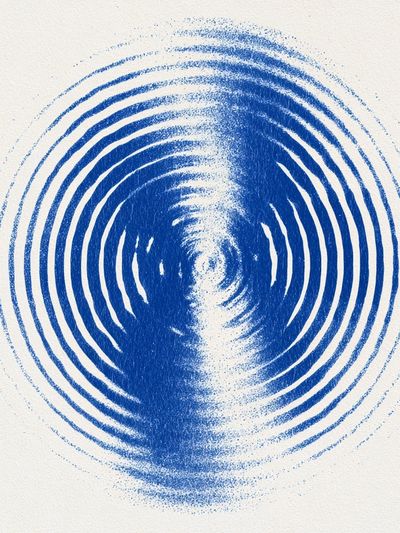 Blue Concentric Ripple Abstract Poster. poster
