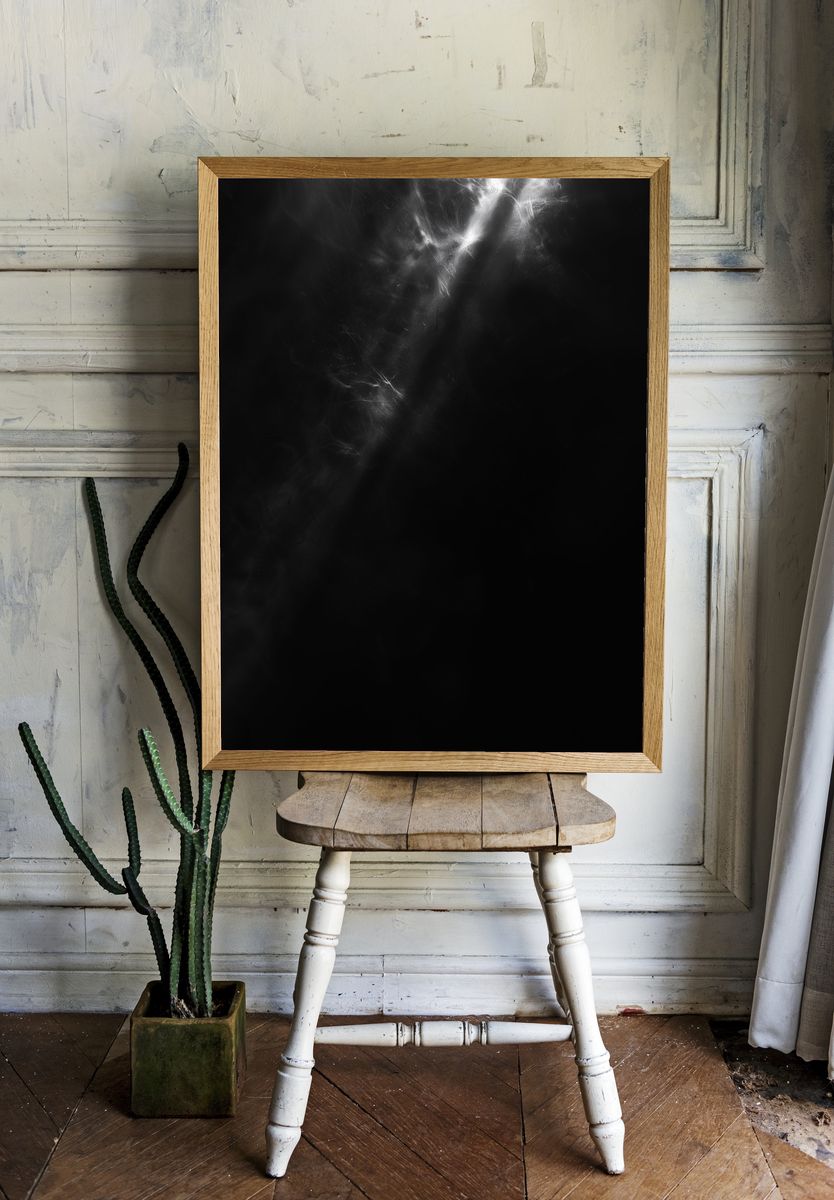 Monochrome Smoke Abstract Poster. — room view 1
