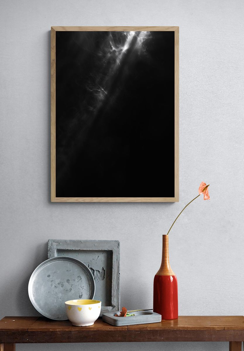 Monochrome Smoke Abstract Poster. — room view 3