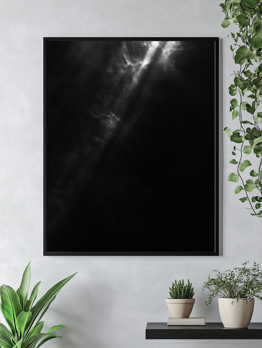 Monochrome Smoke Abstract Poster. — room view 4