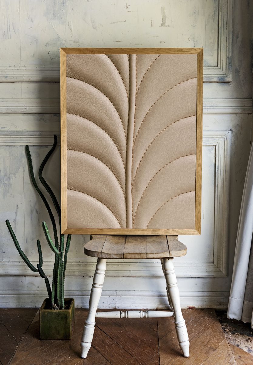Beige Leather Texture Abstract Poster. room preview