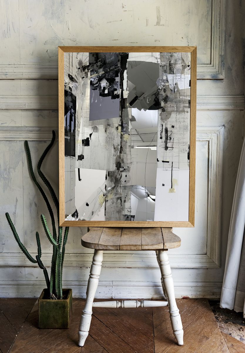 Monochrome Architectural Collage Poster. room preview