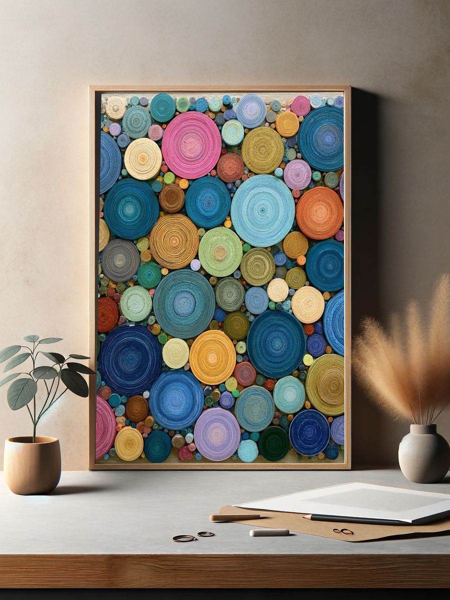 Colorful Circular Texture Abstract Poster. — room view 2