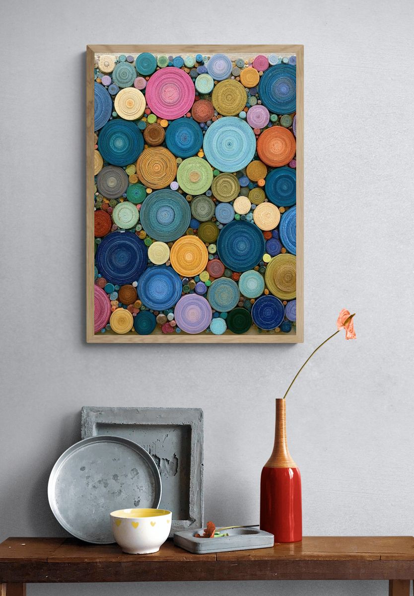 Colorful Circular Texture Abstract Poster. — room view 3