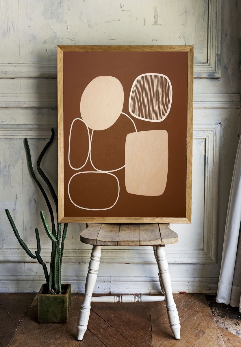 Earth Tone Abstract Shapes Poster. room preview