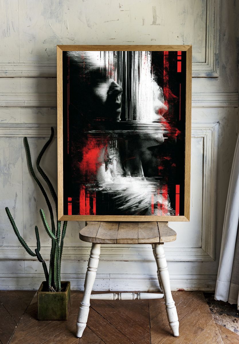 Glitch Noir Abstract Poster. room preview