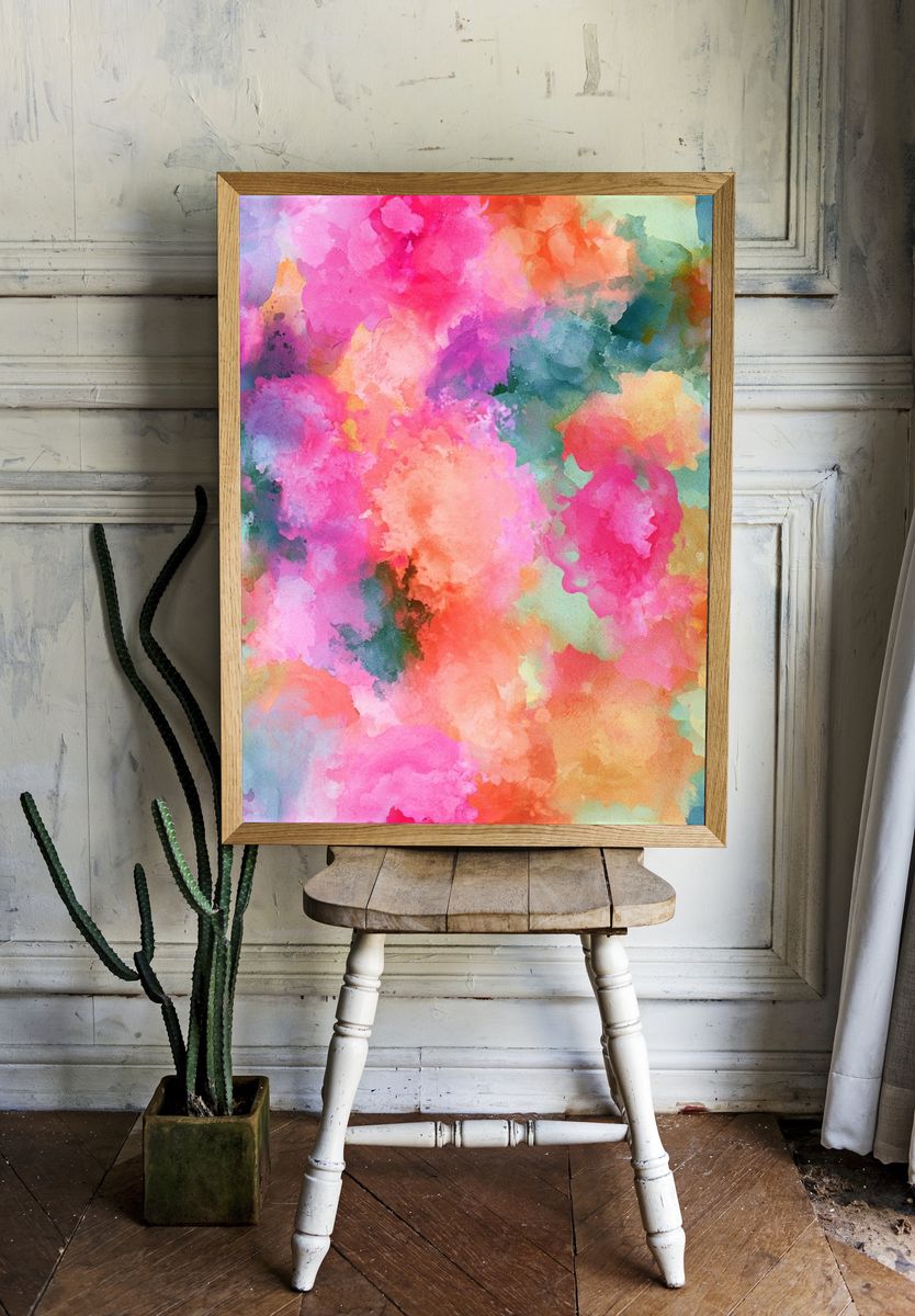 Pastel Watercolor Bloom Abstract Poster. room preview