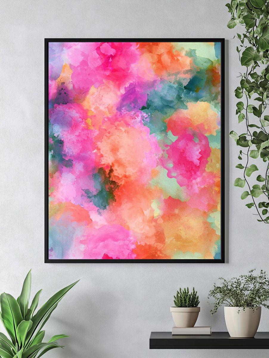 Pastel Watercolor Bloom Abstract Poster. — room view 4