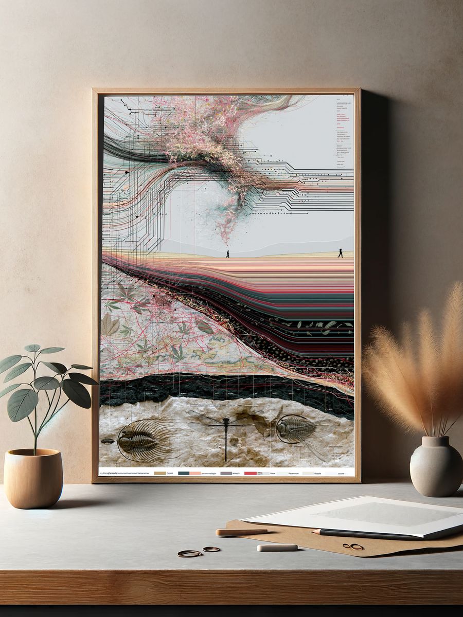 Surreal Circuit Landscape Poster. — room view 2