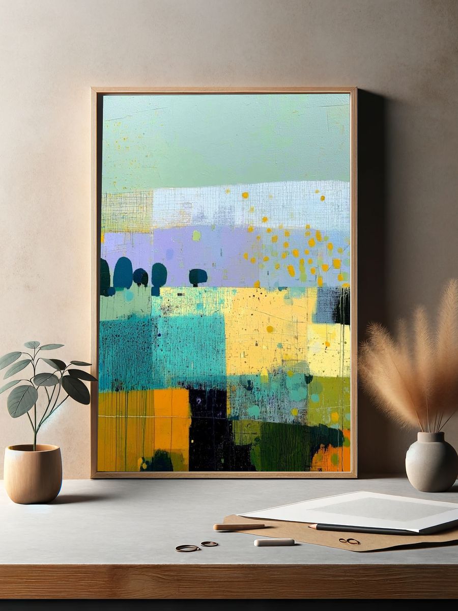 Pastel Geometric Abstract Poster. — room view 2