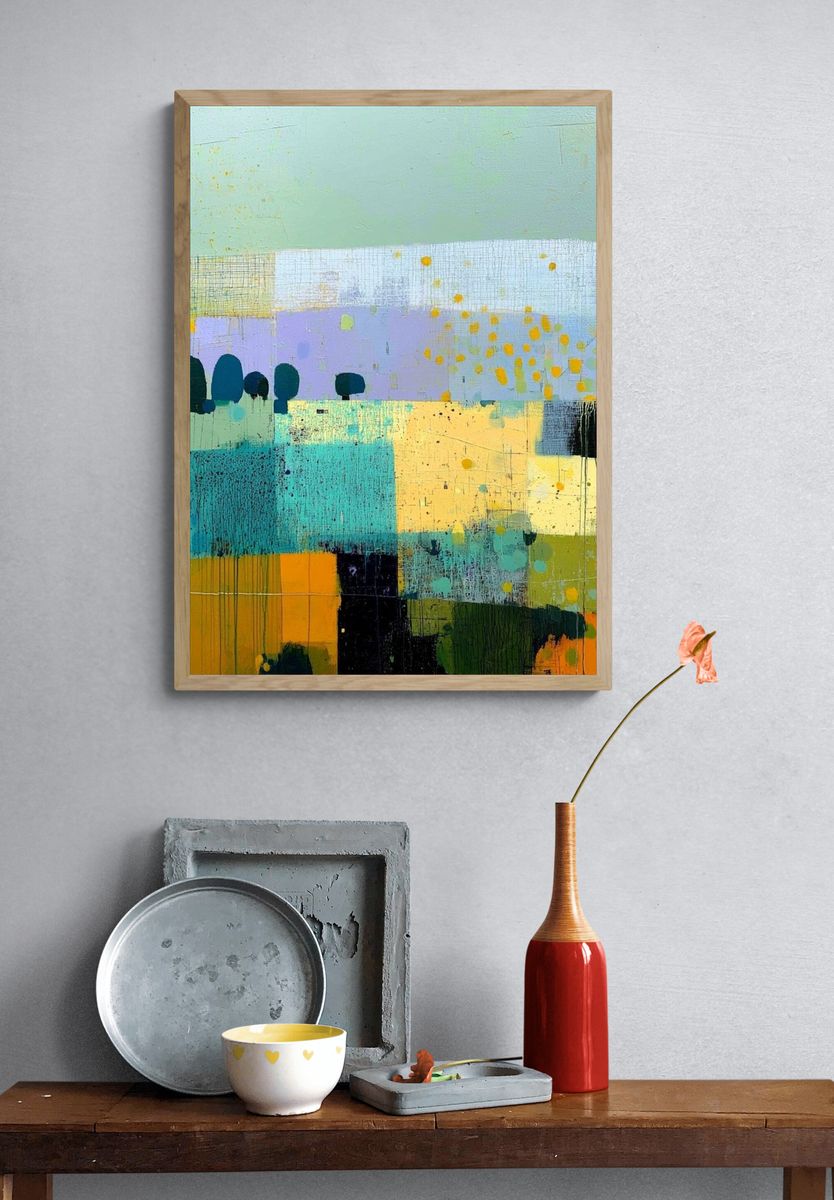 Pastel Geometric Abstract Poster. — room view 3