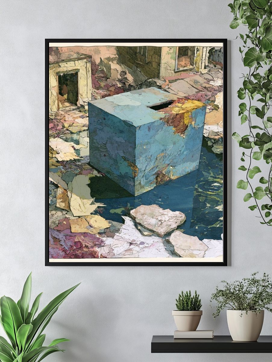 Abstract Cubic Ruins Poster. — room view 4