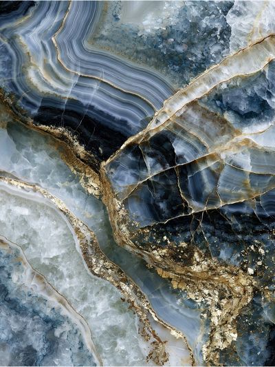 Blue Agate Marble Abstract Poster.