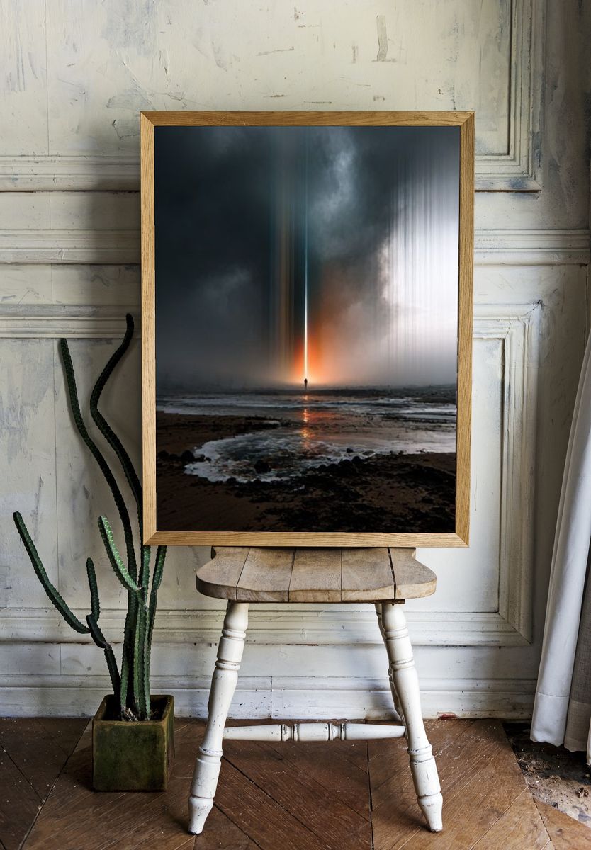 Ethereal Light Beam Abstract Print. room preview