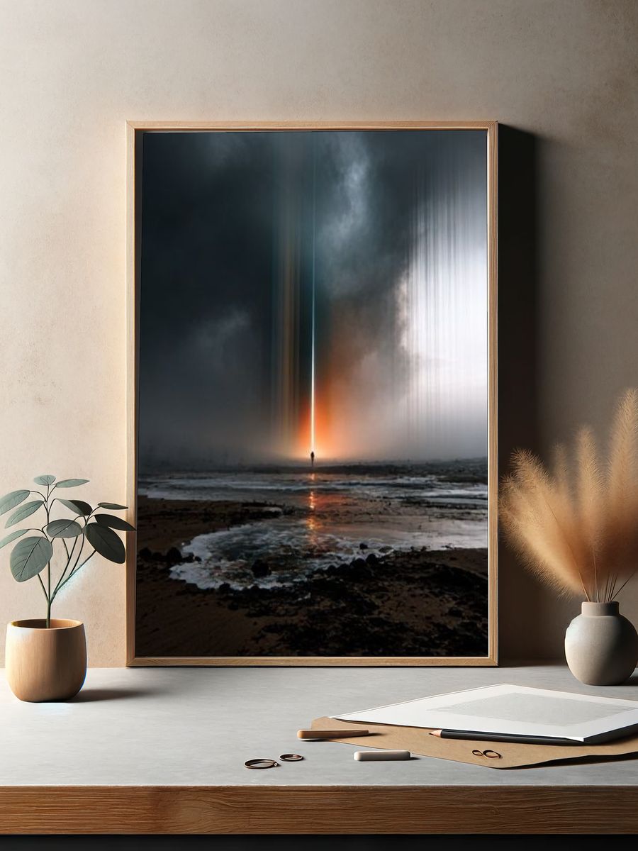Ethereal Light Beam Abstract Print. — room view 2