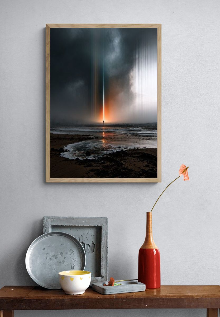 Ethereal Light Beam Abstract Print. — room view 3