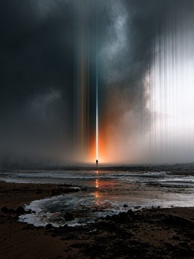 Ethereal Light Beam Abstract Print.
