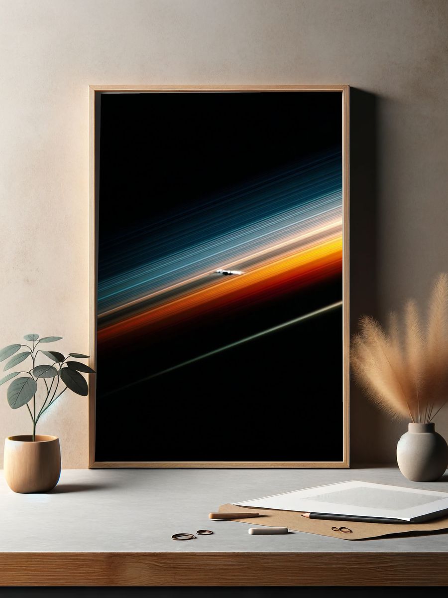 Cosmic Light Streak Abstract Poster. — room view 2