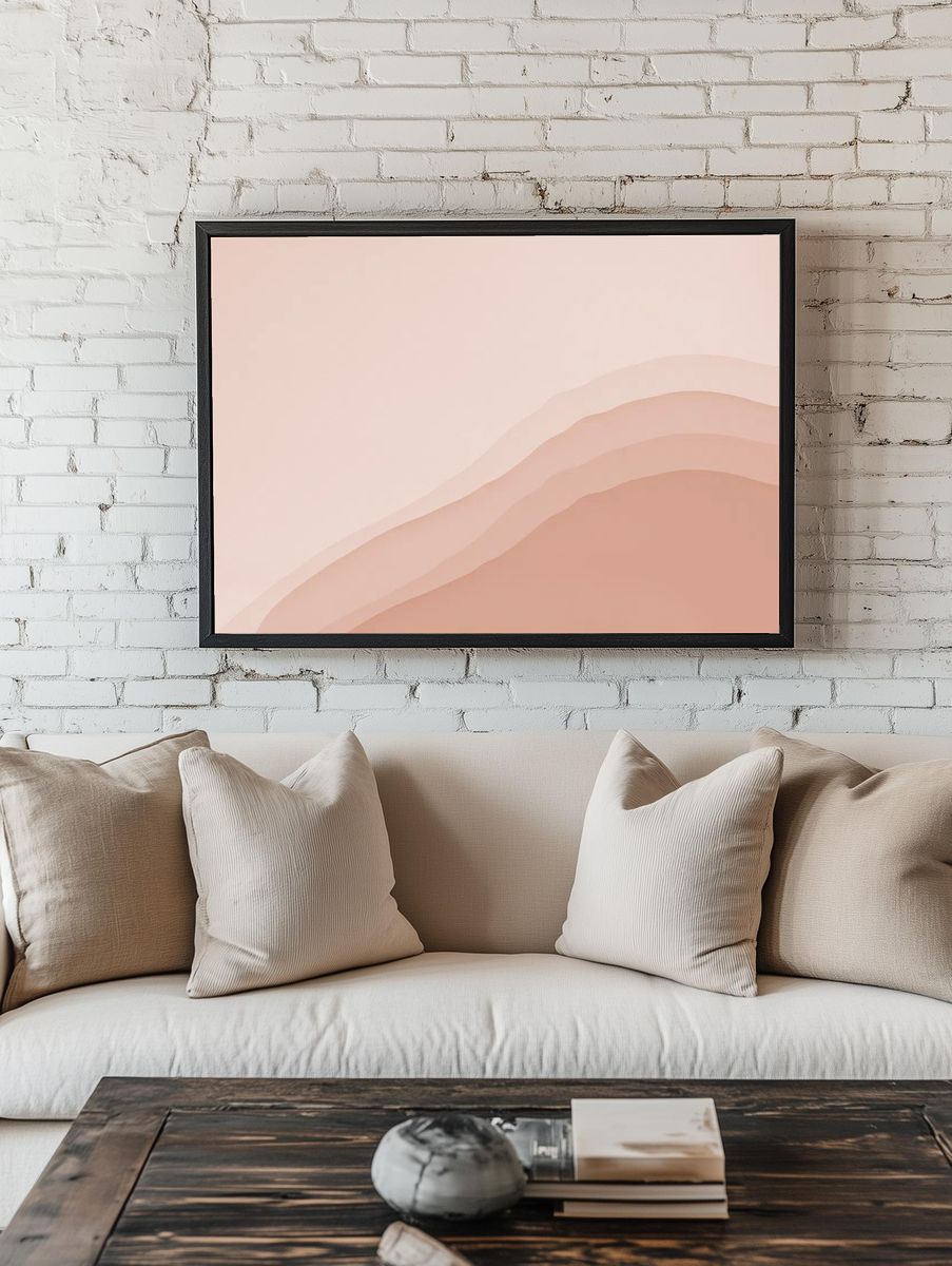 Acrylic light salmon pink background. — room view 1