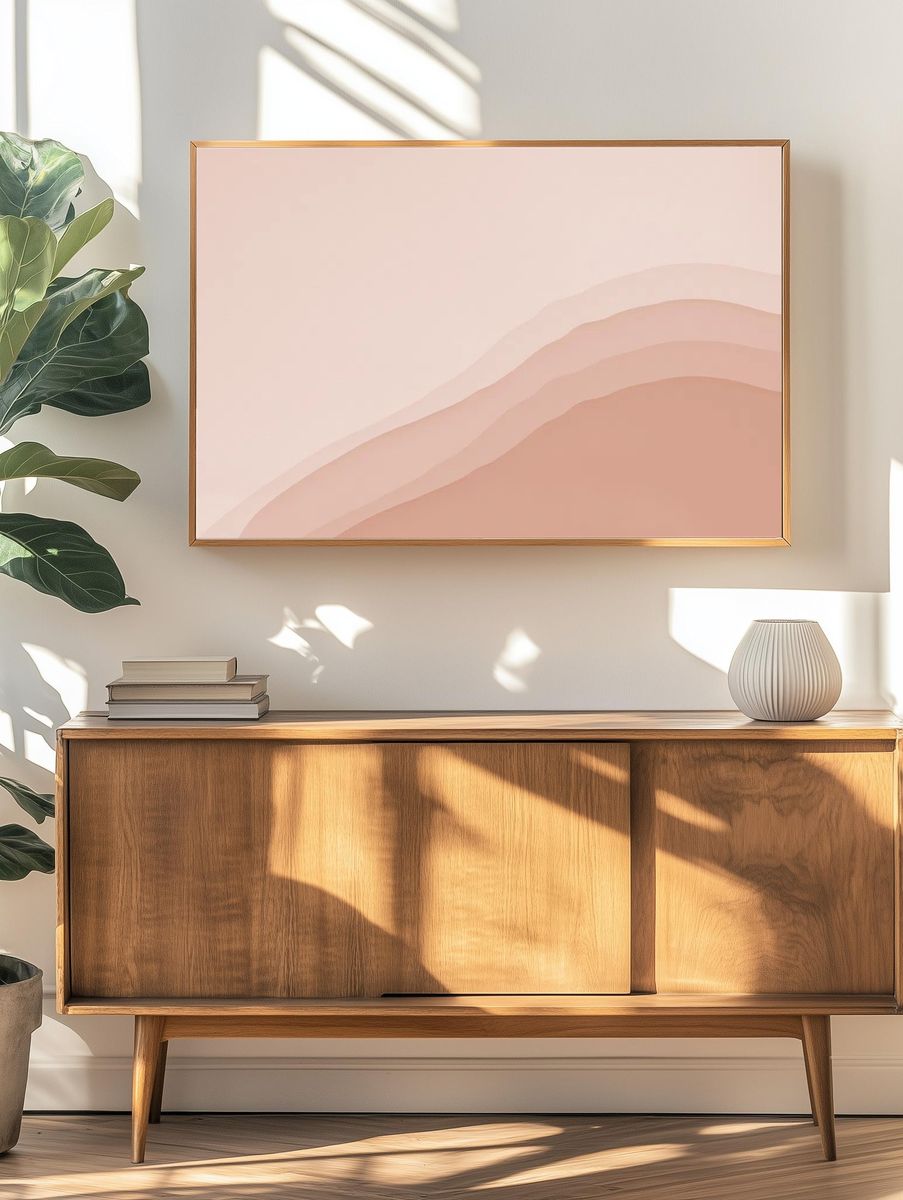Acrylic light salmon pink background. — room view 3