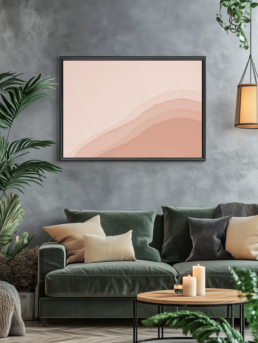 Acrylic light salmon pink background. — room view 4