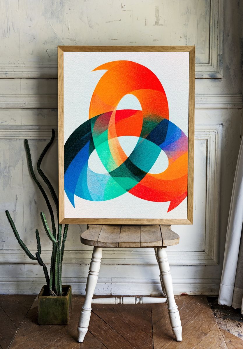 Interlocking Color Rings Abstract Poster. room preview