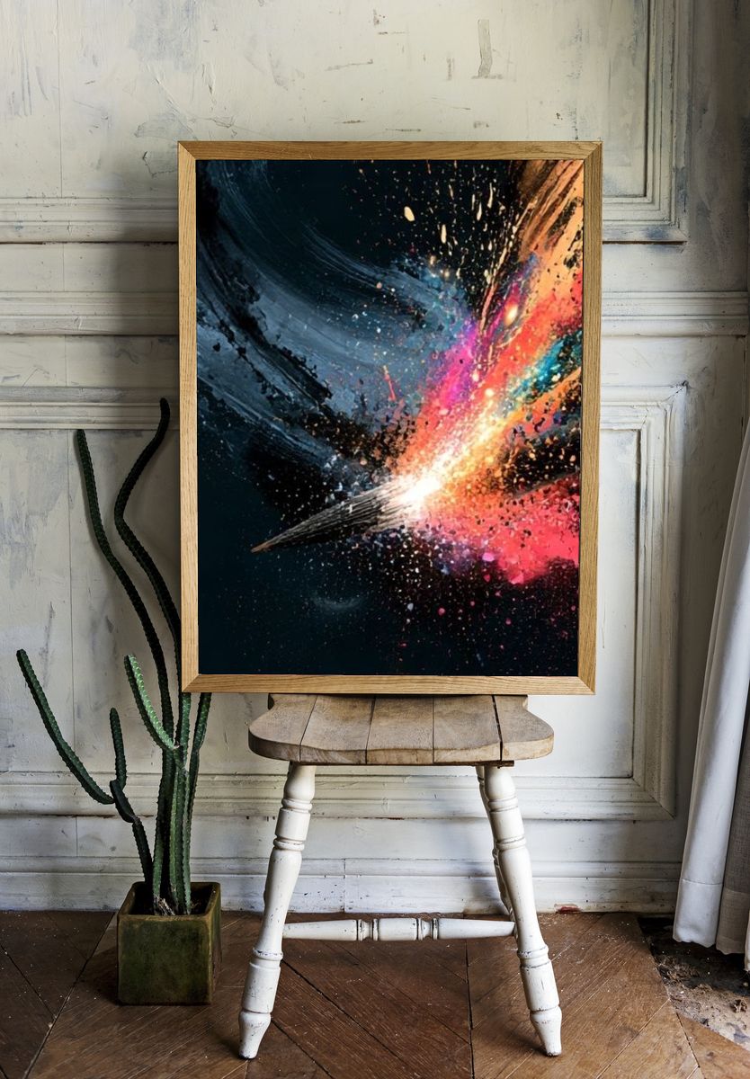Cosmic Paint Burst Abstract Poster. room preview