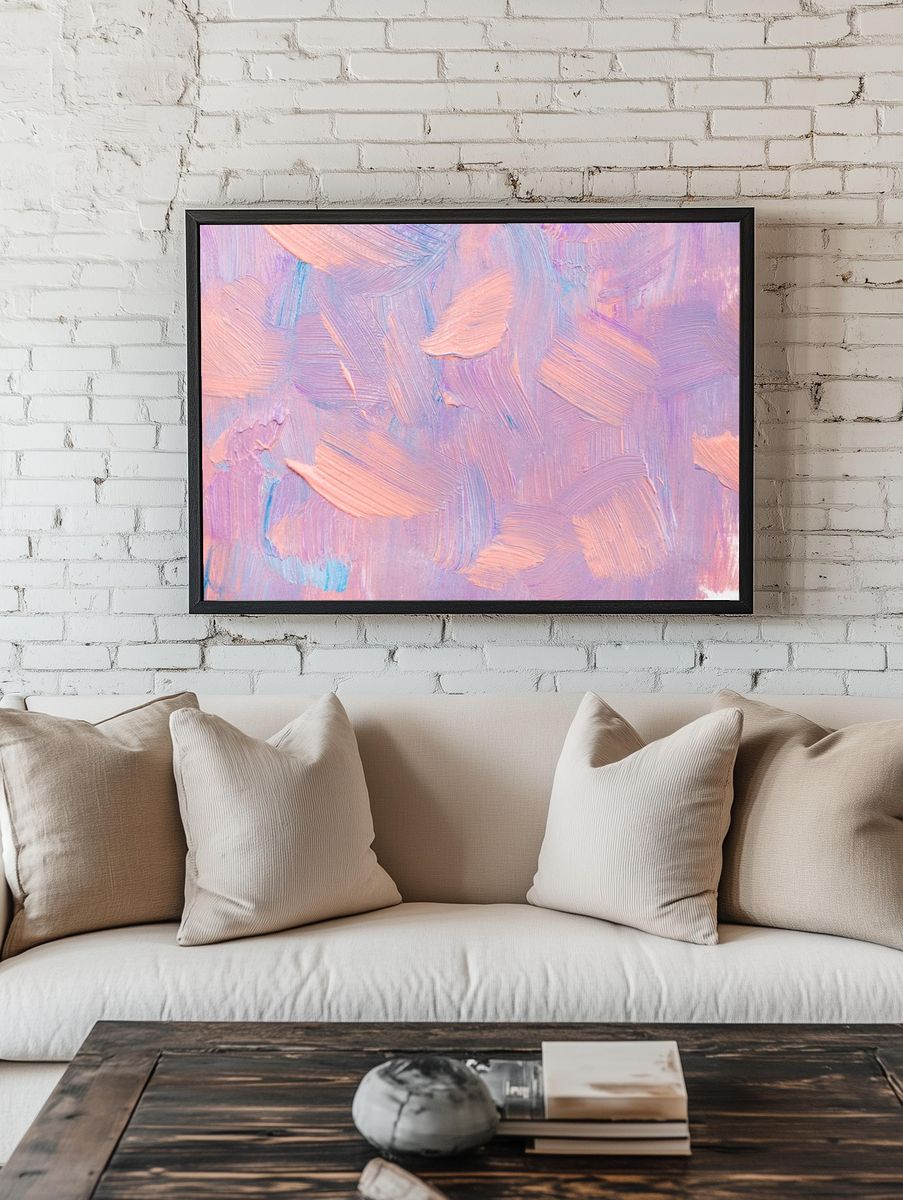 Paint smudge textured background pink. — room view 1