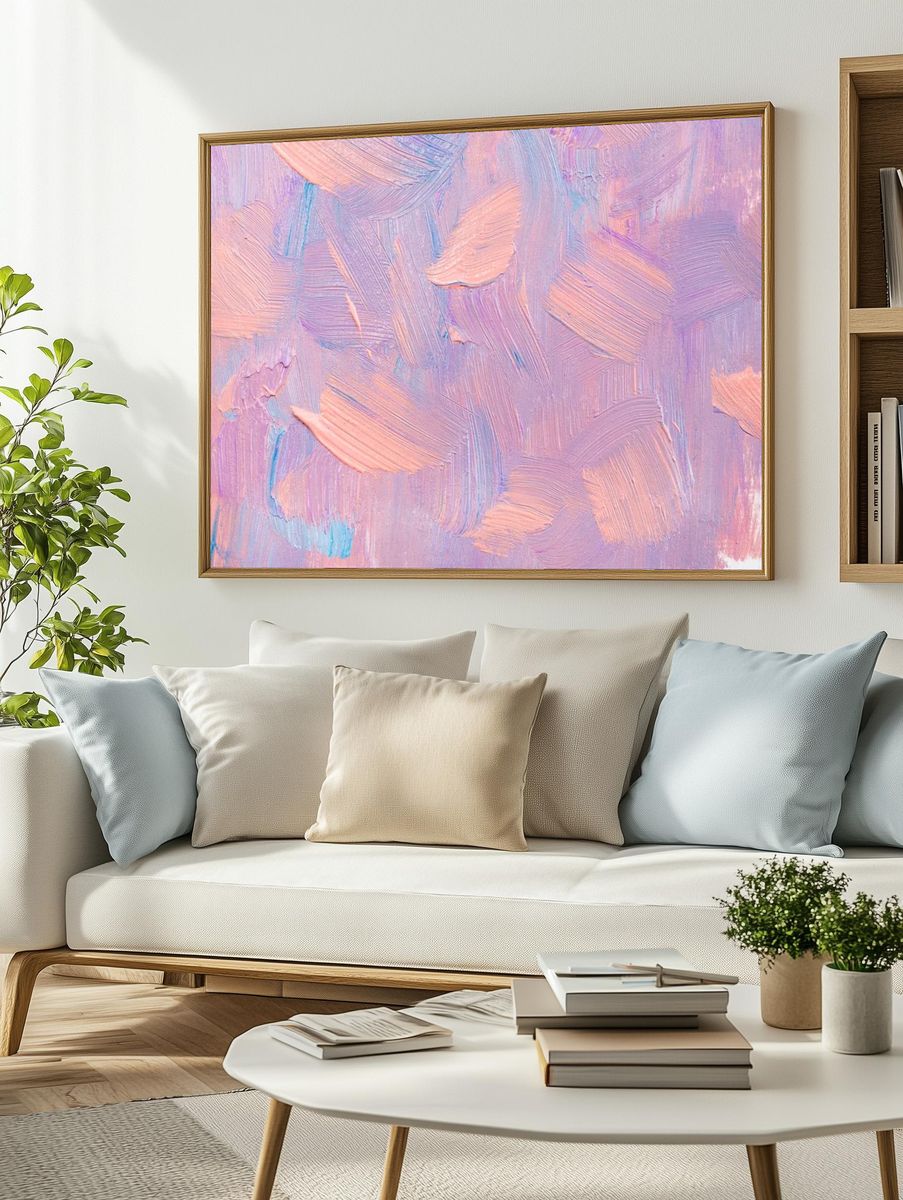 Paint smudge textured background pink. — room view 2