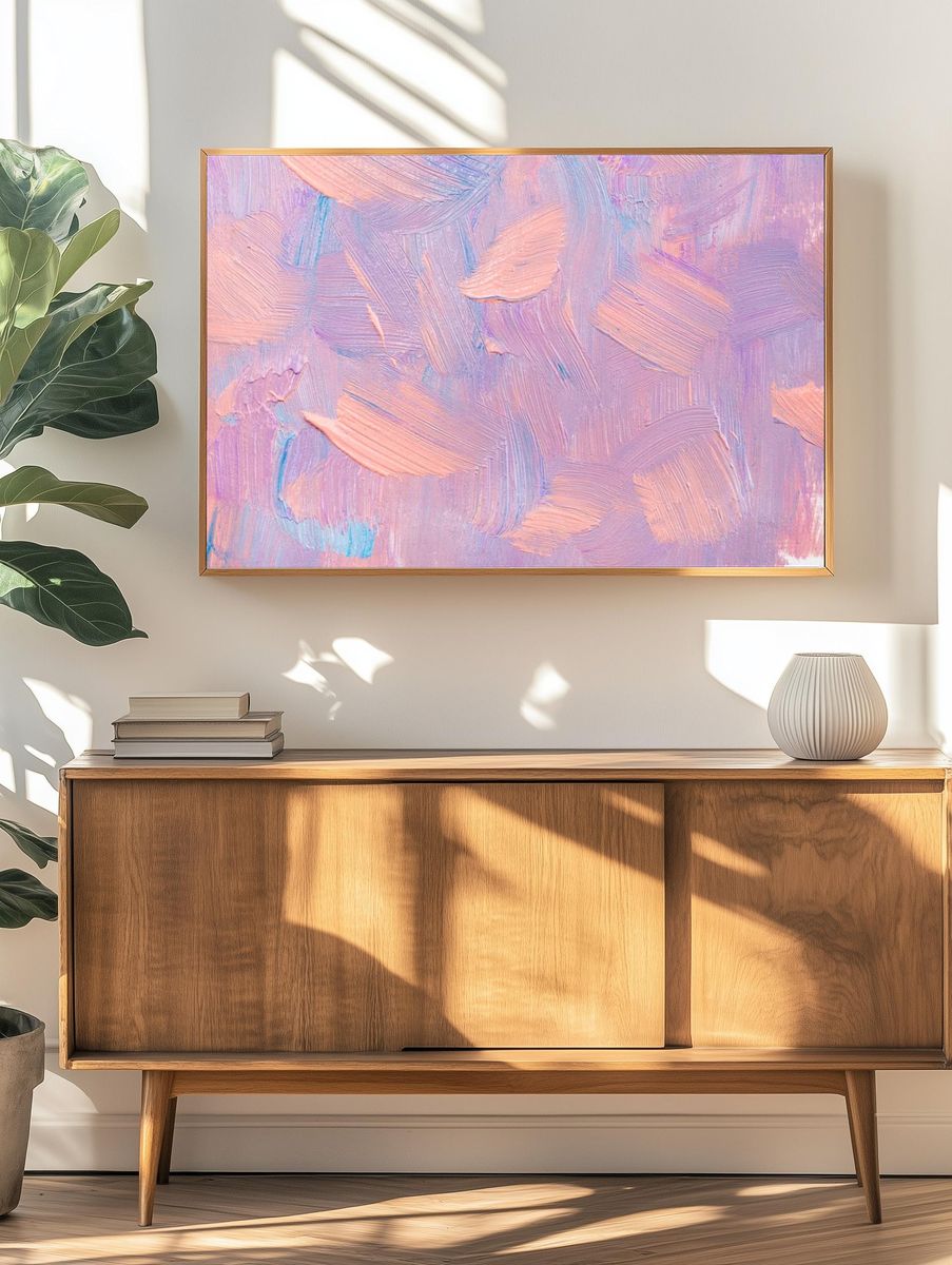Paint smudge textured background pink. — room view 3