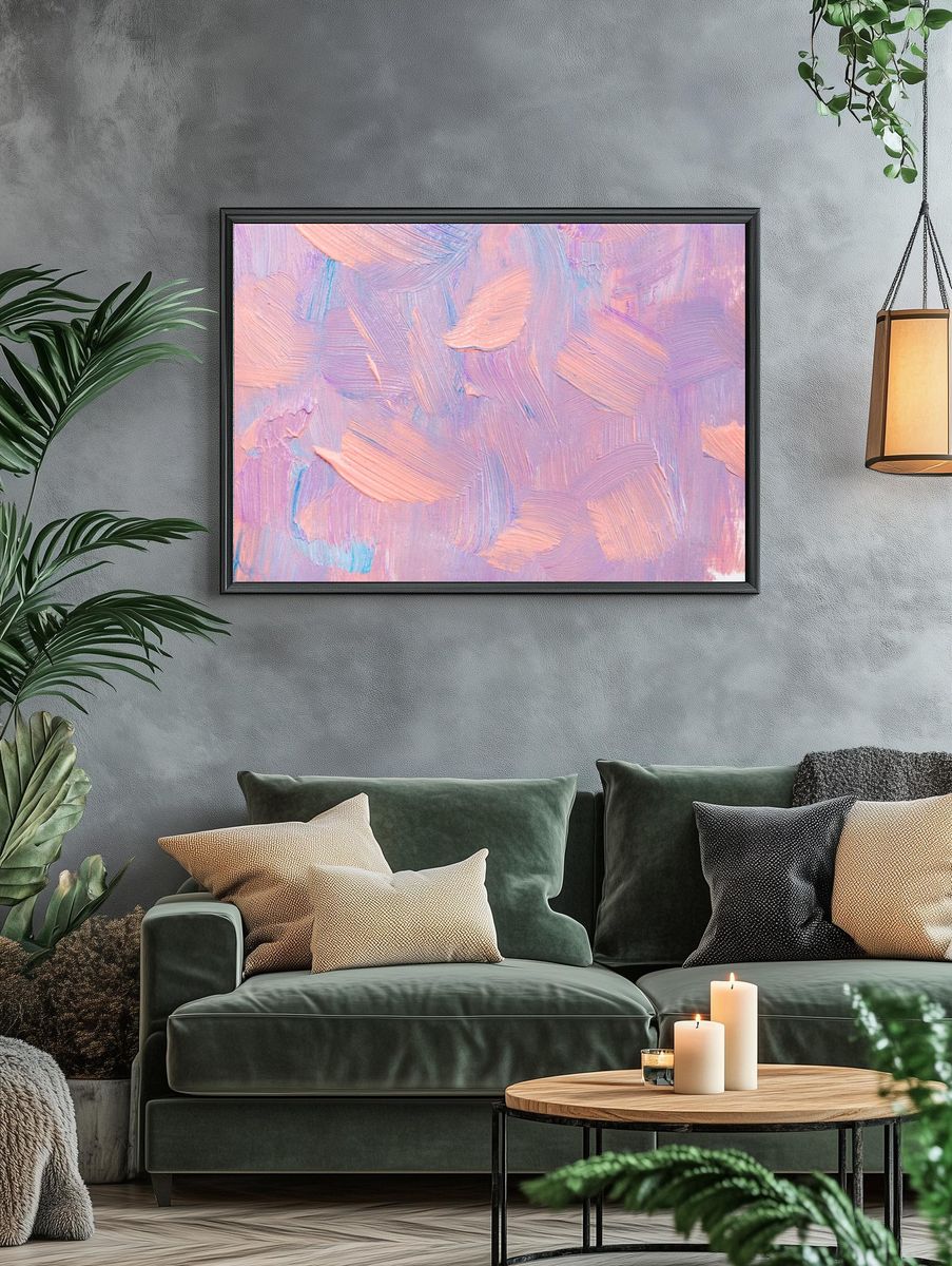 Paint smudge textured background pink. — room view 4