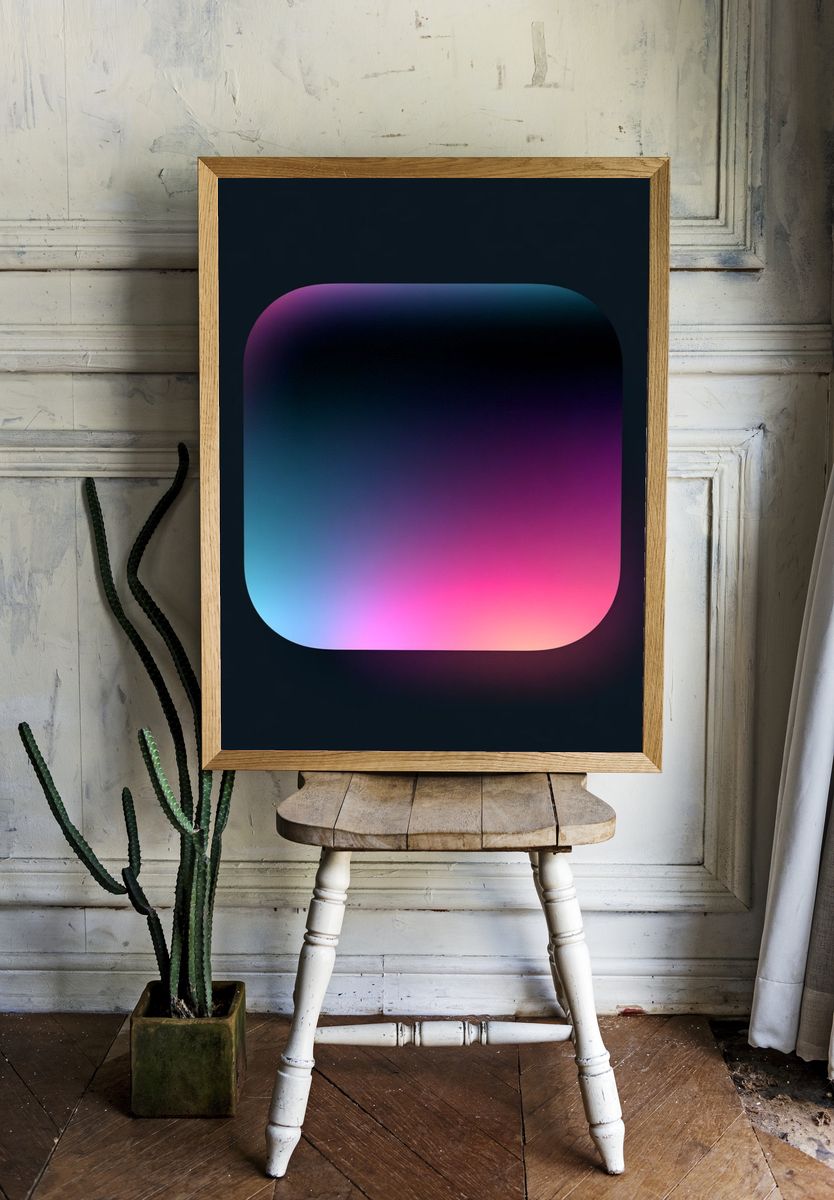 Neon Gradient Square Abstract Poster. — room view 1