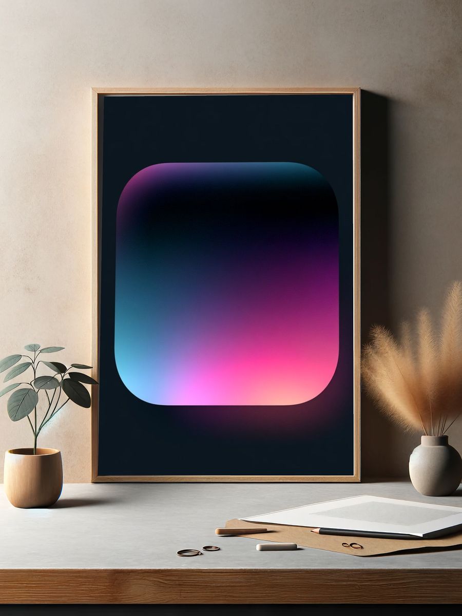 Neon Gradient Square Abstract Poster. — room view 2