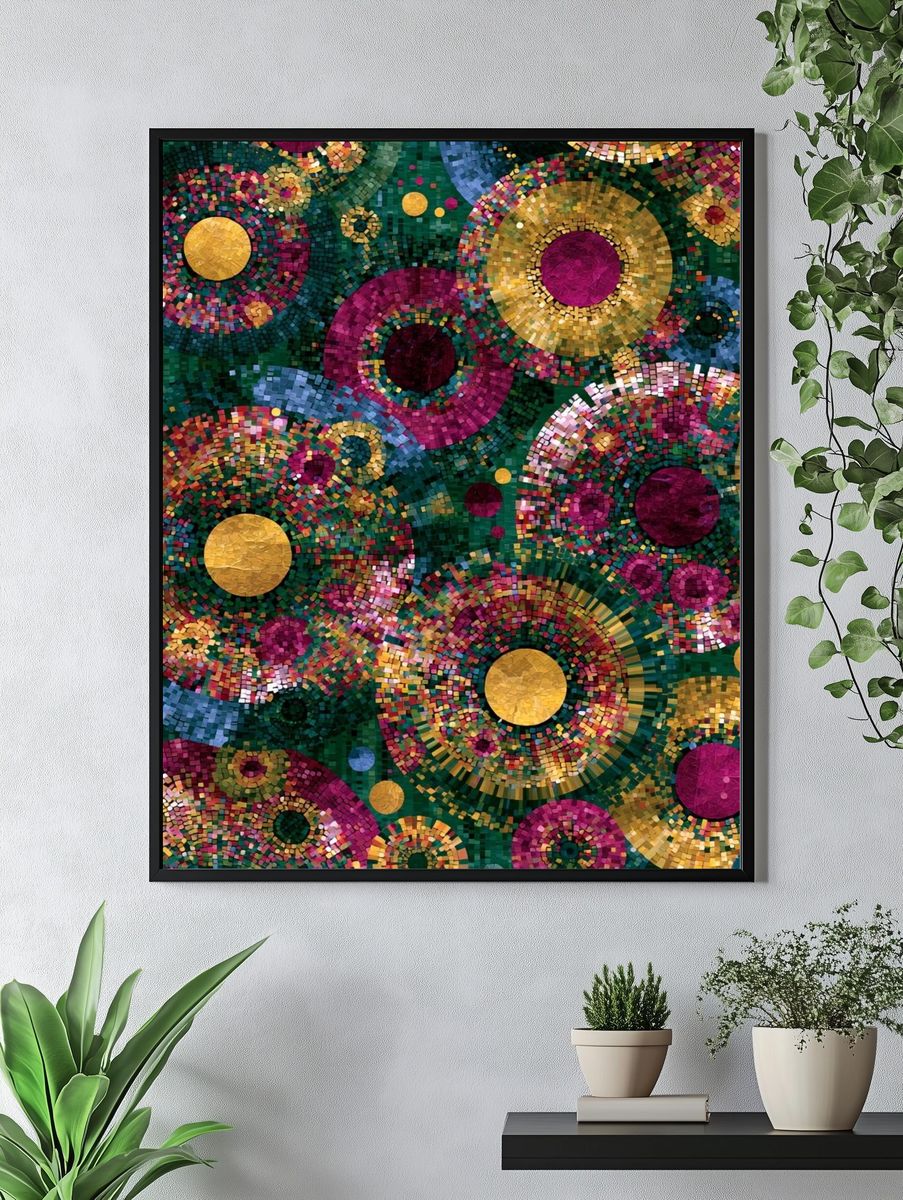 Mosaic Circles Abstract Poster. — room view 4