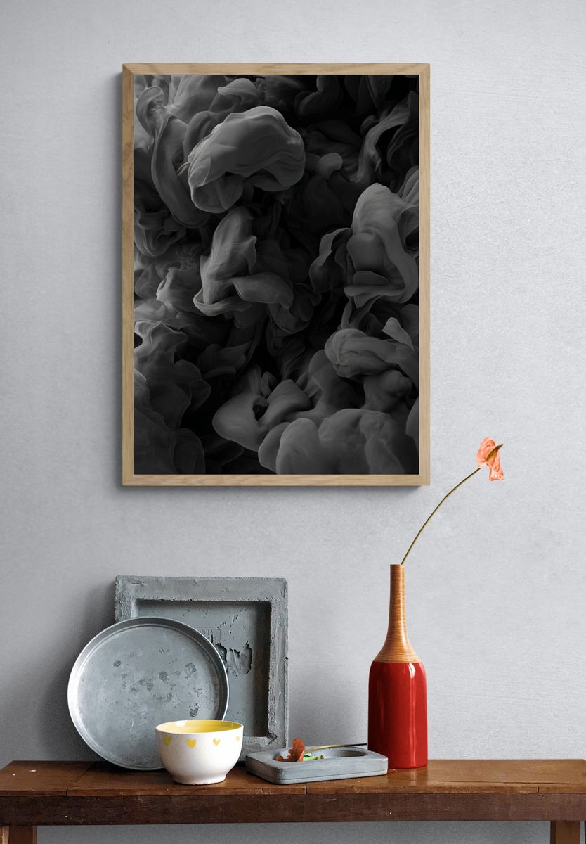 Abstract Smoke Black-White Poster. — room view 3