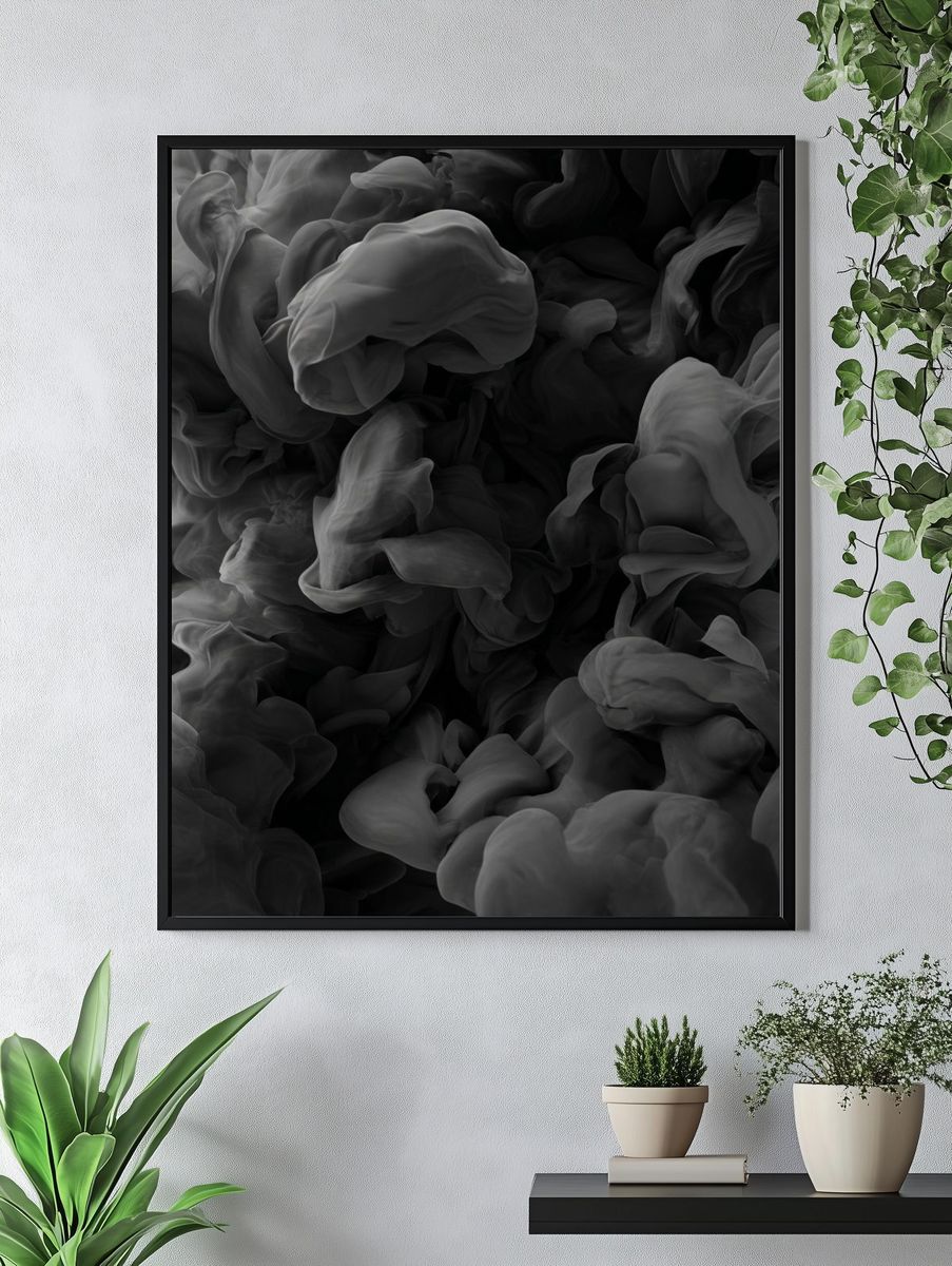 Abstract Smoke Black-White Poster. — room view 4