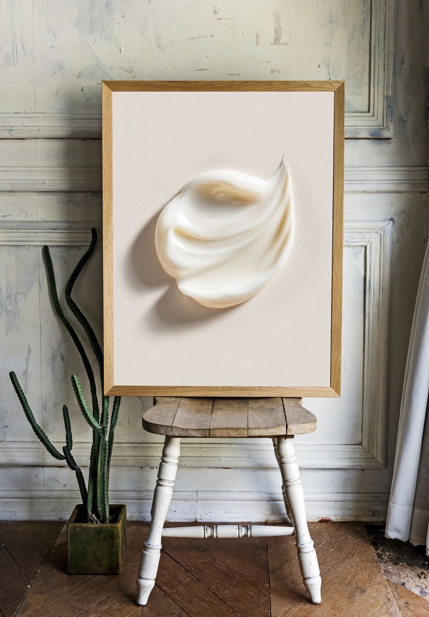 Cream Swirl Minimalist Poster. — room view 1