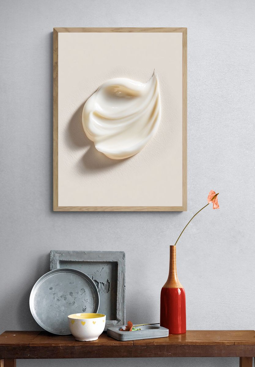 Cream Swirl Minimalist Poster. — room view 3