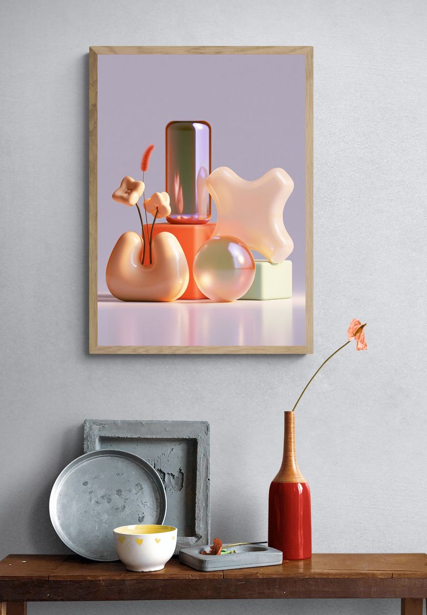 Pastel Abstract Forms Poster. — room view 3