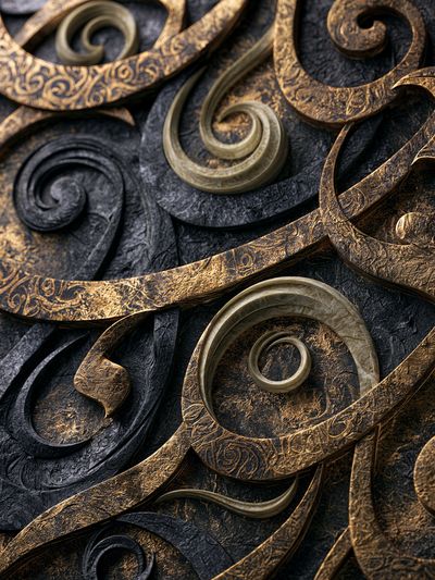 Ornate Gold Swirls Abstract Poster.