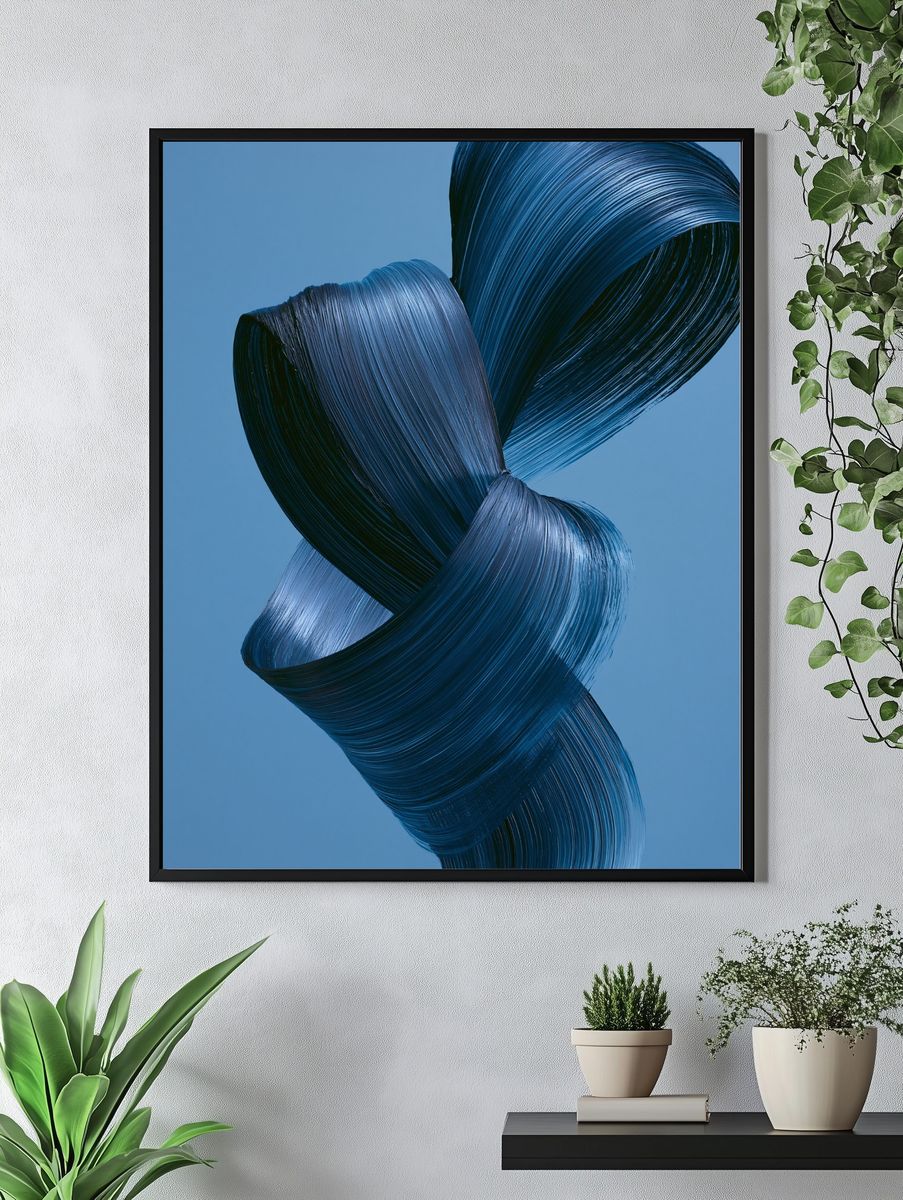 Blue Ribbon Abstract Print. — room view 4