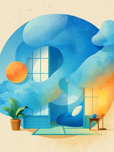 Abstract Blue Interior Poster. poster