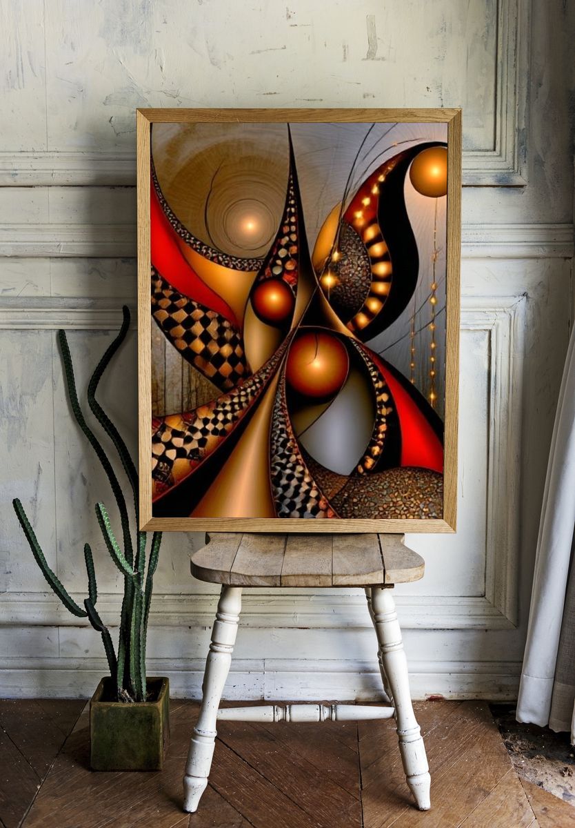 Golden Orb Abstract Poster. room preview